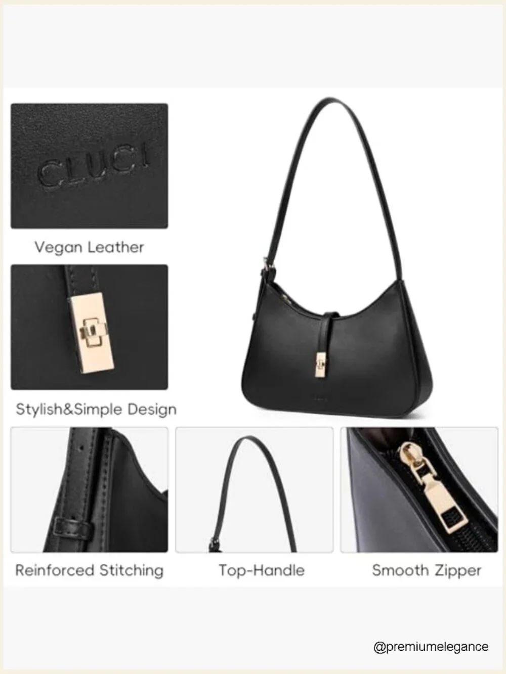 Vegan Leather Hobo Crossbody Bag with Adjustable Strap